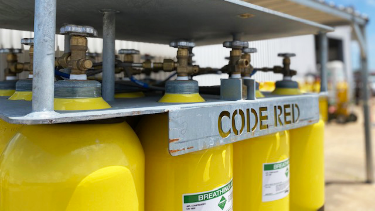Code Red branded oxygen tanks